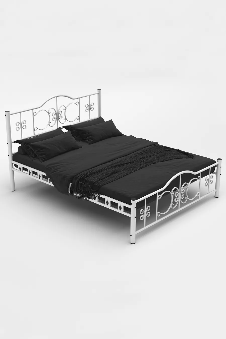 Pero Double Bed Wrought Iron Metal Bed White