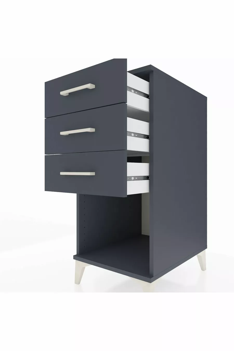 Kronos Nightstand 3 Drawers Anthracite-Anthracite