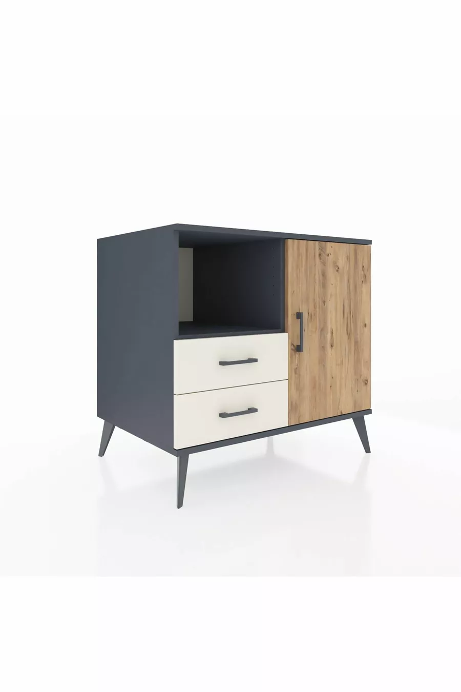 Kronos Dresser 2 Shelves 2 Drawers Single Door Anthracite-Pine/Agate