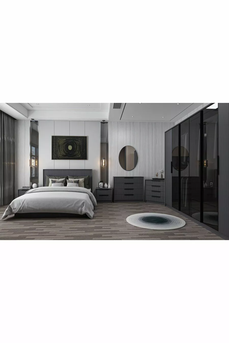 Kale Luxe Bedroom Set - Anthracite Set 2