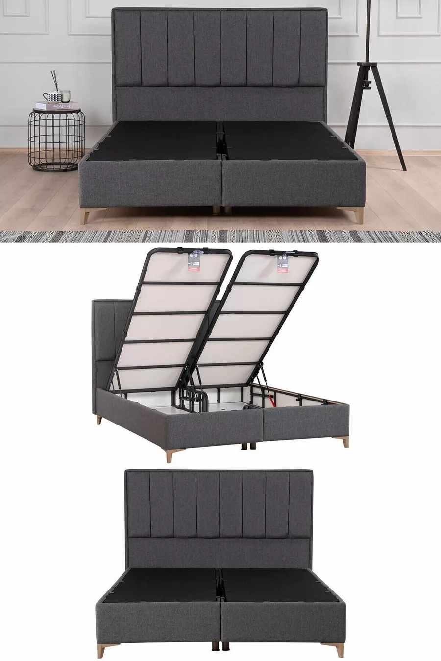 Set Testata e Rete Gold Therapy con Contenitore Antracite (LETTO NON INCLUSO)