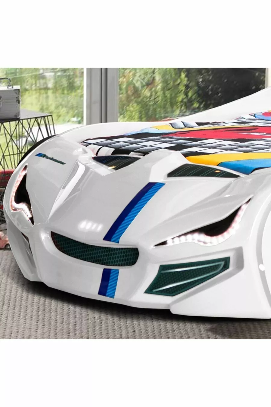 Lit voiture, Lit voiture Merso avec pare-vent - Blanc