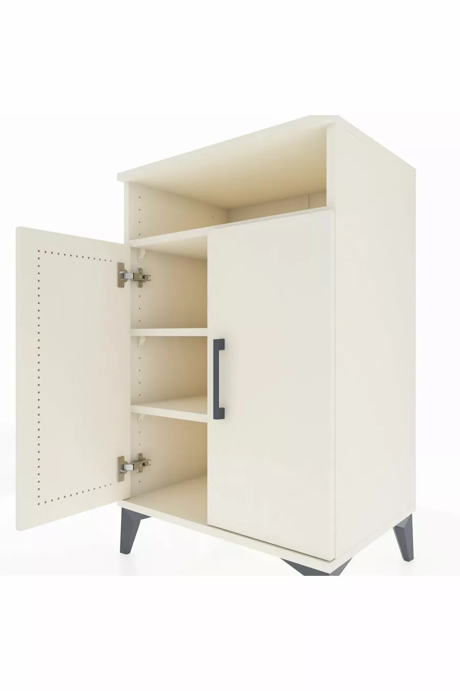 Hyperion Nightstand 3 Shelves 2 Doors Moonstone-Moonstone
