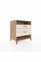 Commode Kronos à une étagère et 2 tiroirs en pin et pierre de lave