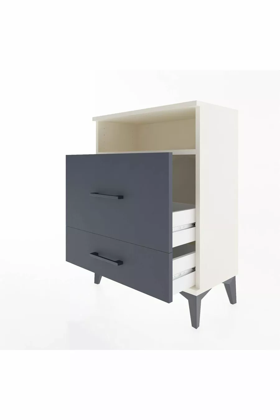 Comodino Arges con 1 ripiano e 2 cassetti Atesino-Antracite