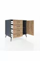 Kronos Commode avec une étagère, 4 tiroirs et une porte, Anthracite-Pin