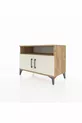 Commode Hyperion 2 étagères 2 portes Pin-Gris Ancien
