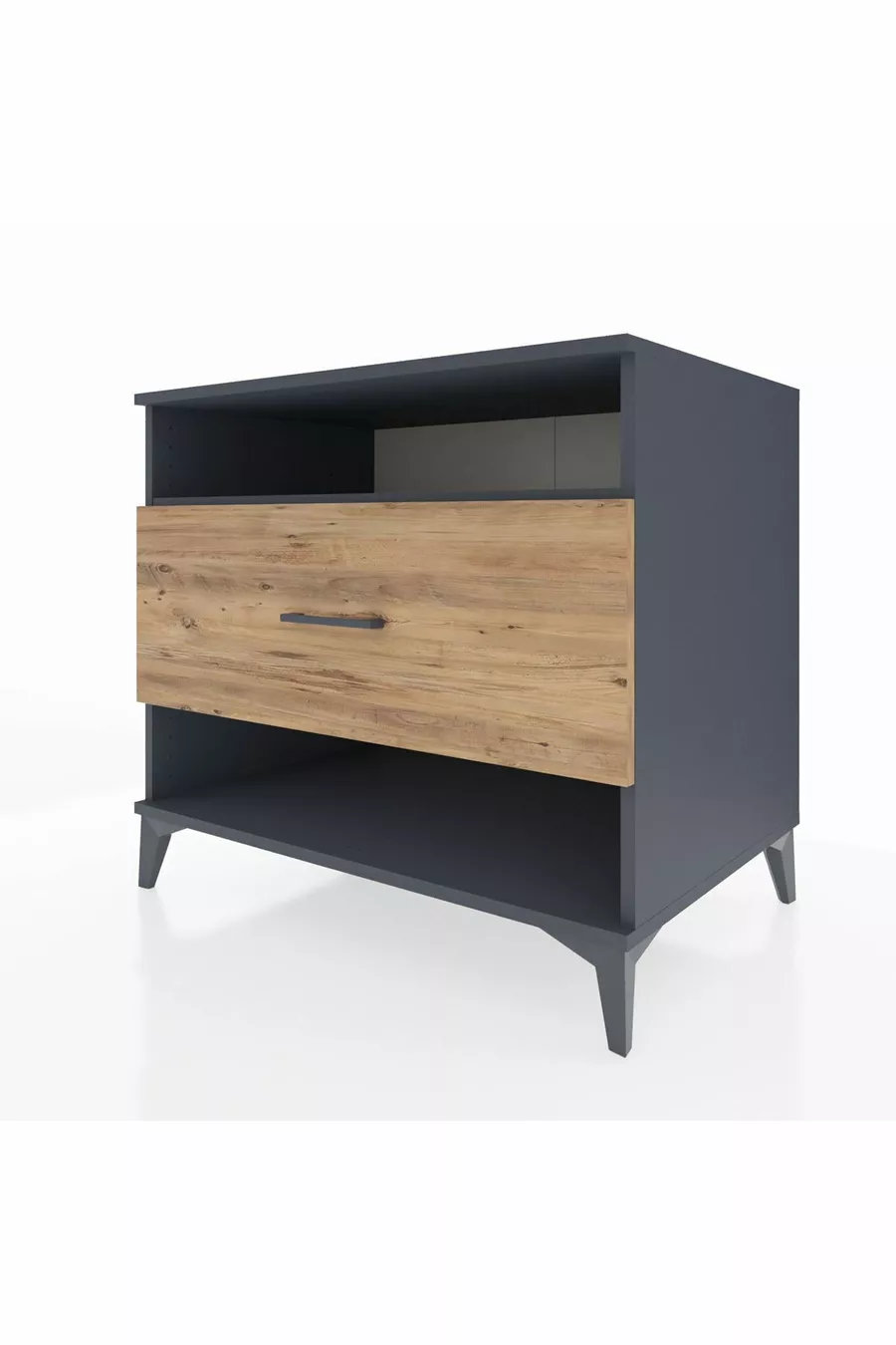 Commode Kronos à une étagère et un tiroir Anthracite-Épicéa