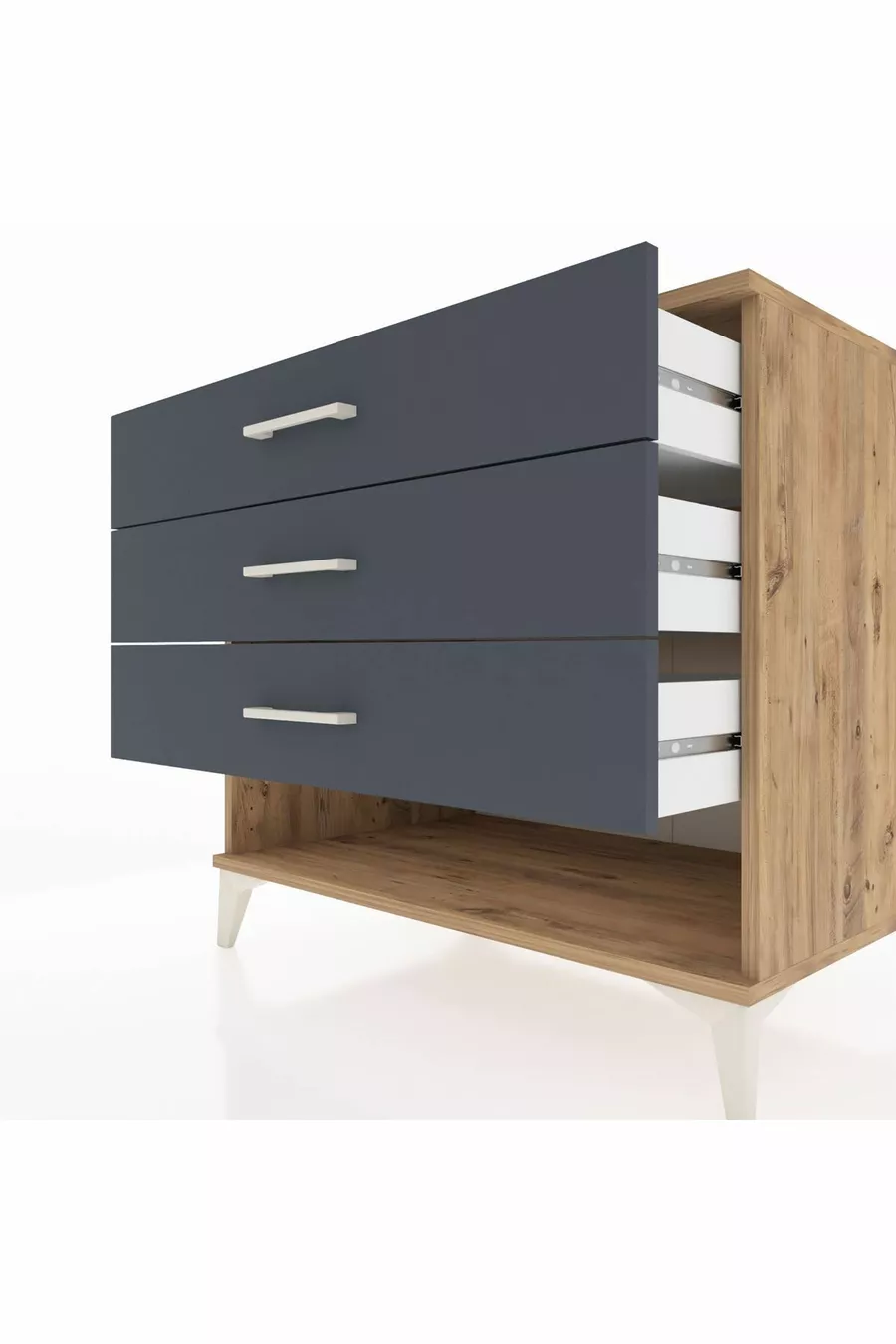 Commode Kronos à 3 tiroirs Pin-Anthracite