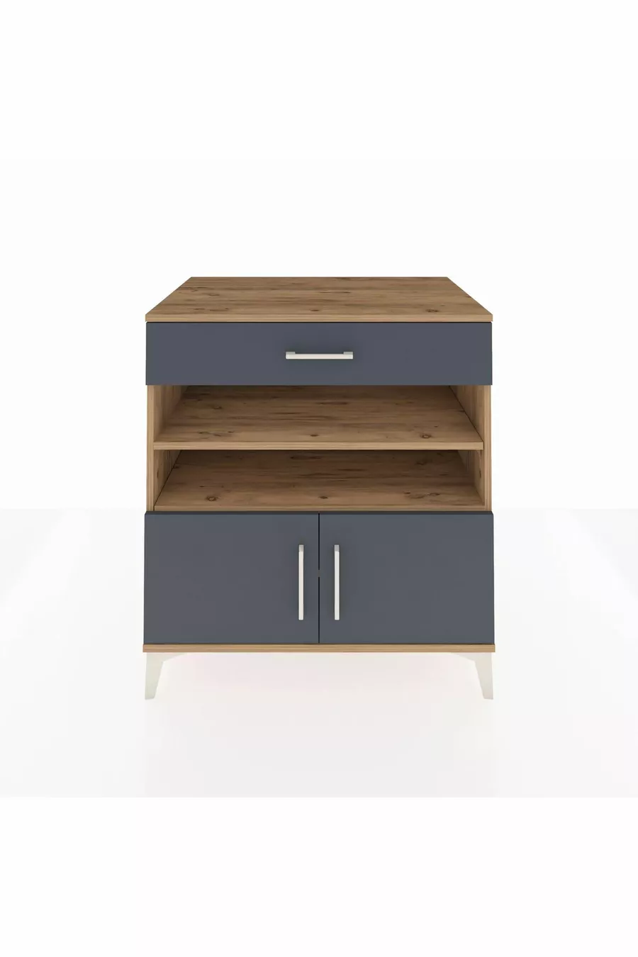 Commode Kronos 3 étagères 1 tiroir 2 portes Pin-Anthracite