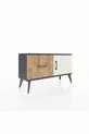 Commode Arges avec une étagère, un tiroir et une porte, Anthracite-Pierre de Lune/Pin