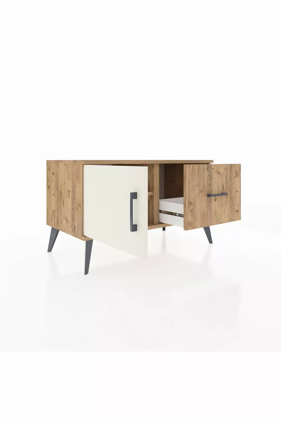Hyperion Kommode mit einem Regal, einer Schublade und einer Tür, Kiefer-Marmoreiche/Kiefer