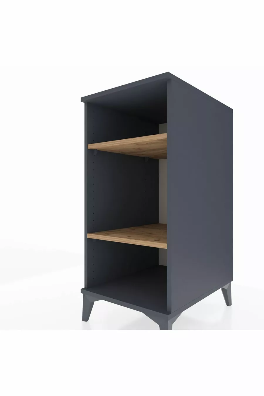 Kronos Nightstand 2-Shelf Anthracite-Pine