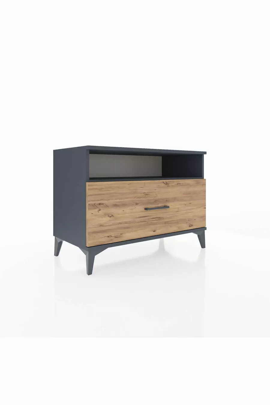 Commode Hyperion à une étagère et un tiroir, anthracite-pin