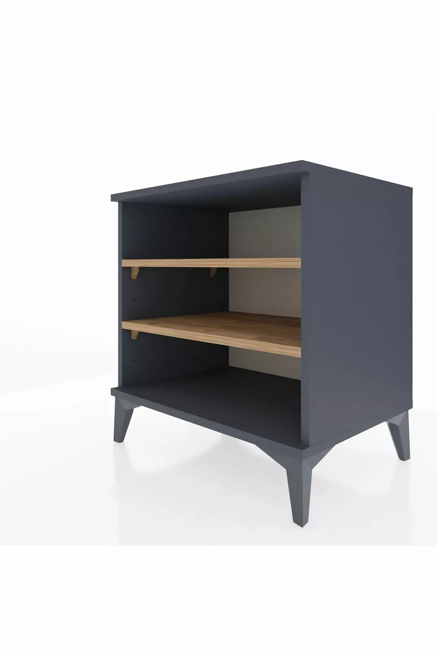 Hyperion Bedside Table 2-Shelf Anthracite-Pine