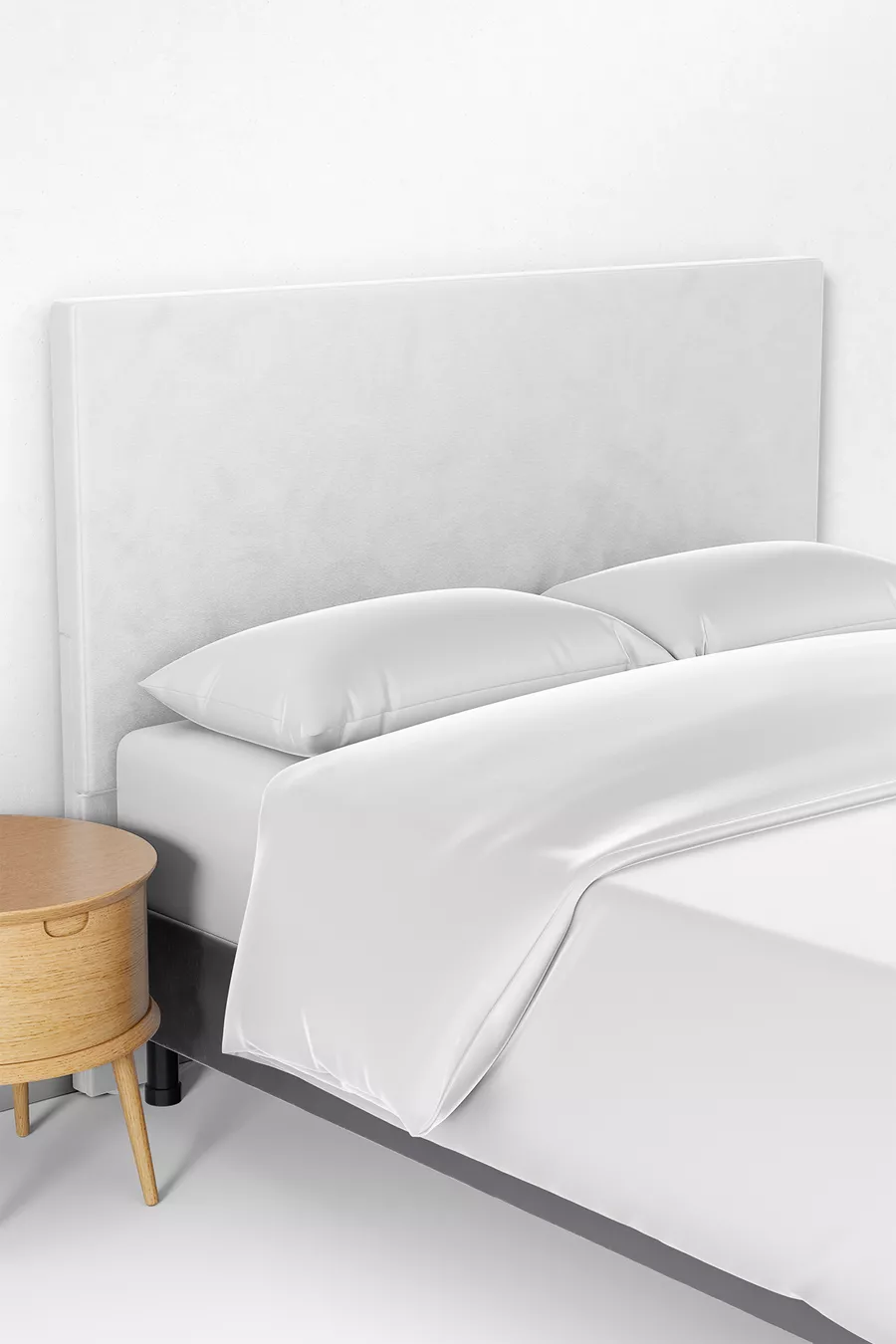 Housse de tête de lit et de sommier en tissu de couleur blanche uni