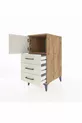 Table de chevet Kronos avec une étagère, 3 tiroirs et une porte, pin-gris