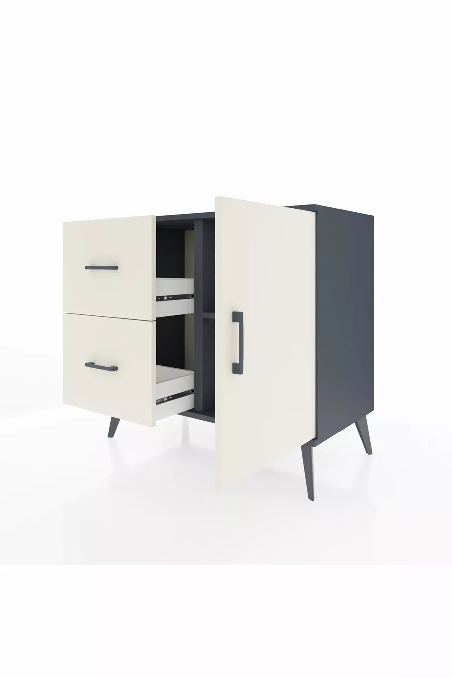 Hyperion Dresser with One Shelf, 2 Drawers, and Single Door, Anthracite-Quartz