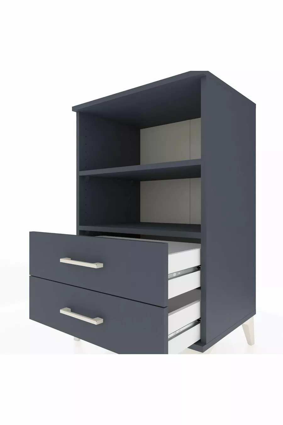 Commode Hyperion 2 étagères 2 tiroirs Anthracite-Anthracite