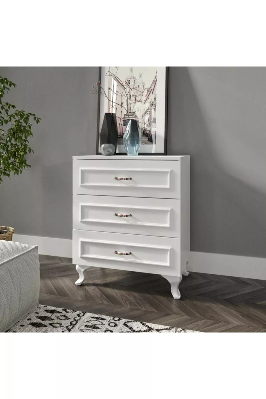 Commode Country 3 tiroirs Kartopu entièrement en MDF