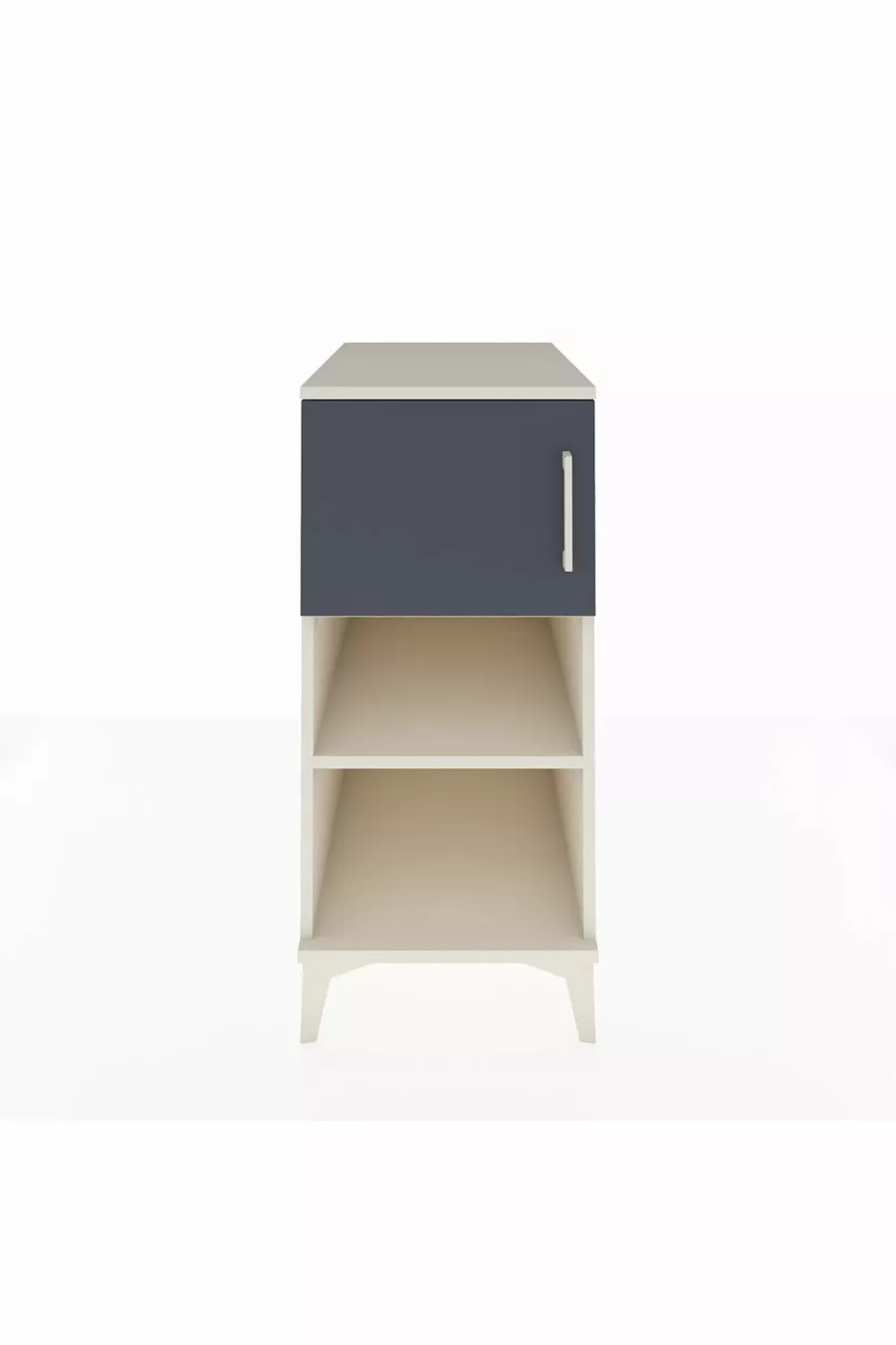 Kronos Nightstand with 2 Shelves and 1 Door, Moonstone-Anthracite