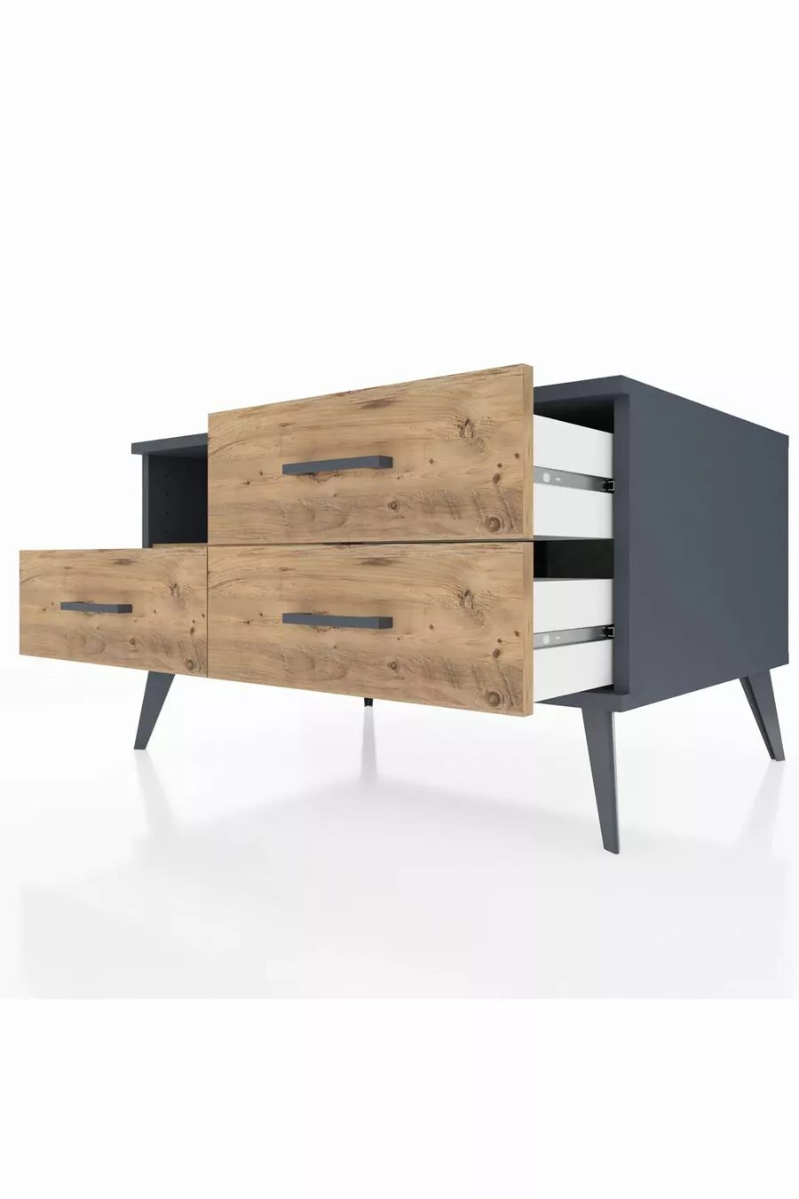 Kronos Kommode mit einem Regal und 3 Schubladen Anthrazit-Kiefer
