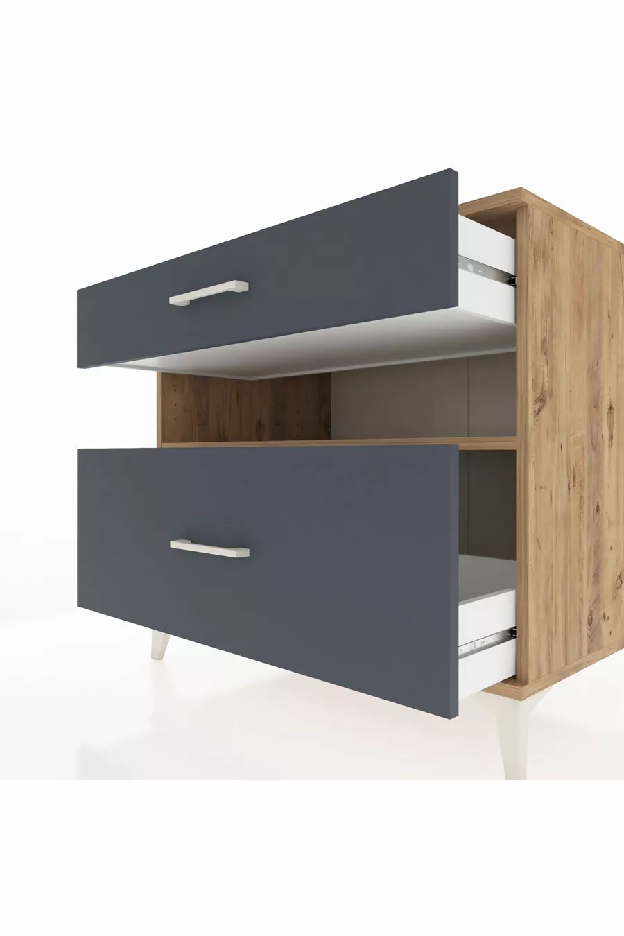 Kronos Dresser Single Shelf 2 Drawers Pine-Anthracite