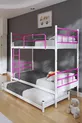 Koza Etagenbett mit Bettfunktion für 3 Personen, Dunkelrosa Metallbett