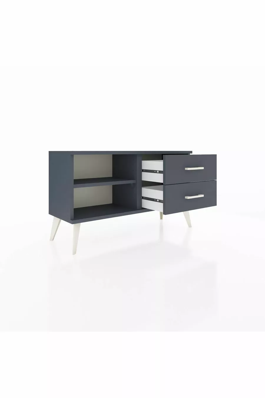 Commode Arges à une étagère et 2 tiroirs Anthracite-Anthracite