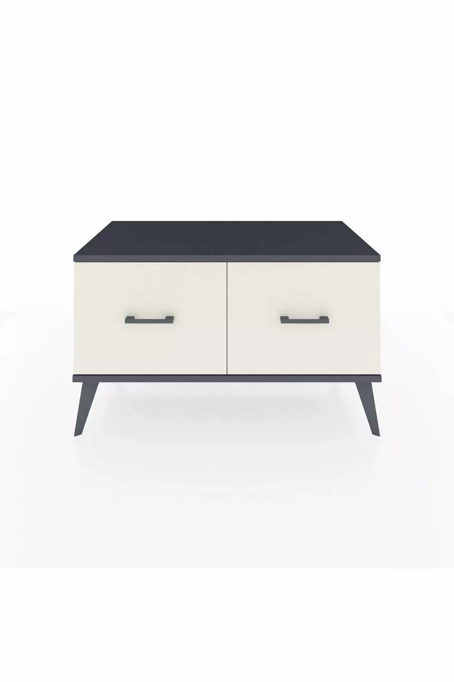 Commode Hyperion 2 tiroirs Pin-Anthracite/Gris pierre