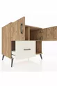 Commode Kronos avec 2 étagères, 1 tiroir, 2 portes, en pin-Pin/Grès