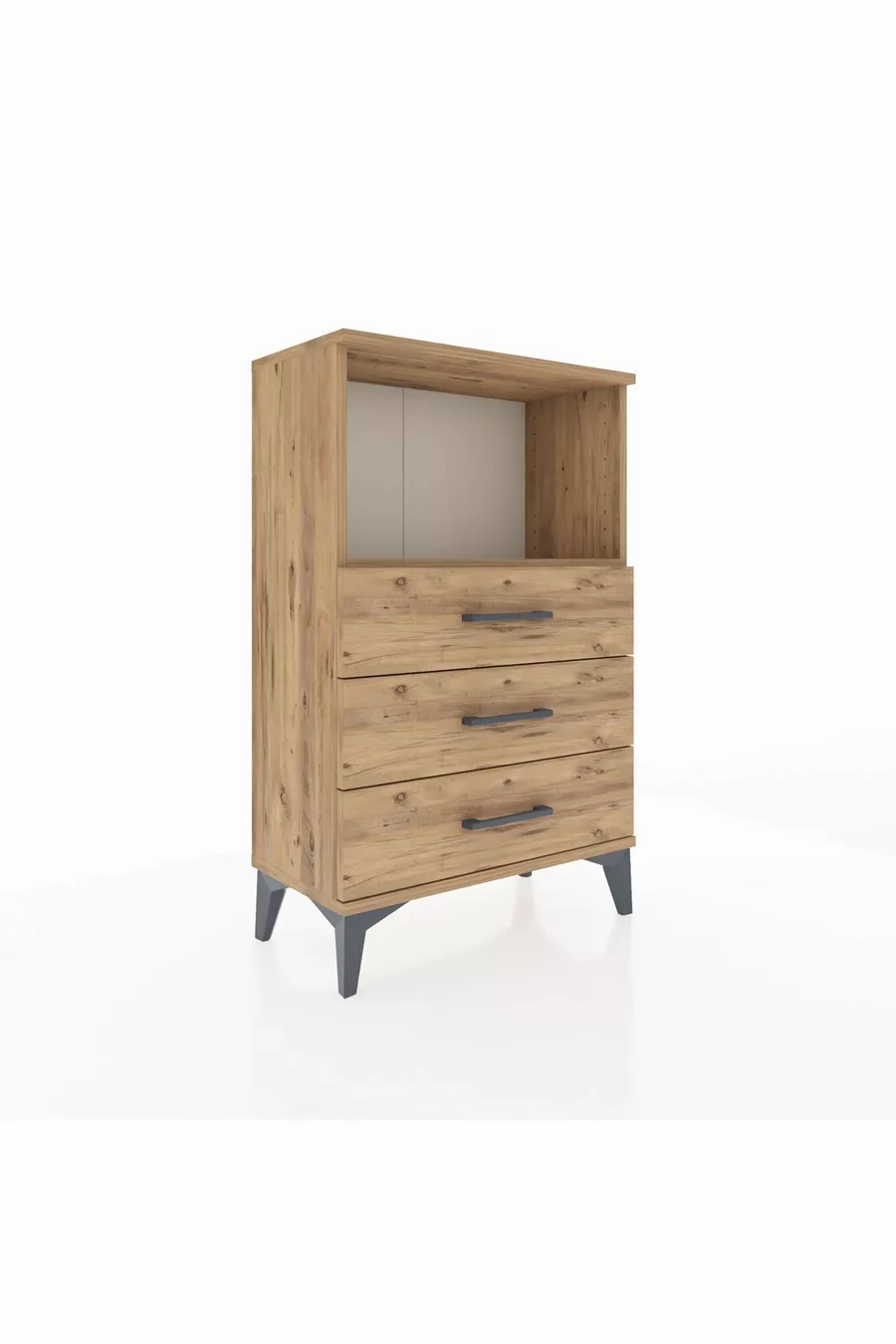 Arges Commode Single Shelf 3 Drawers Pine-Pine