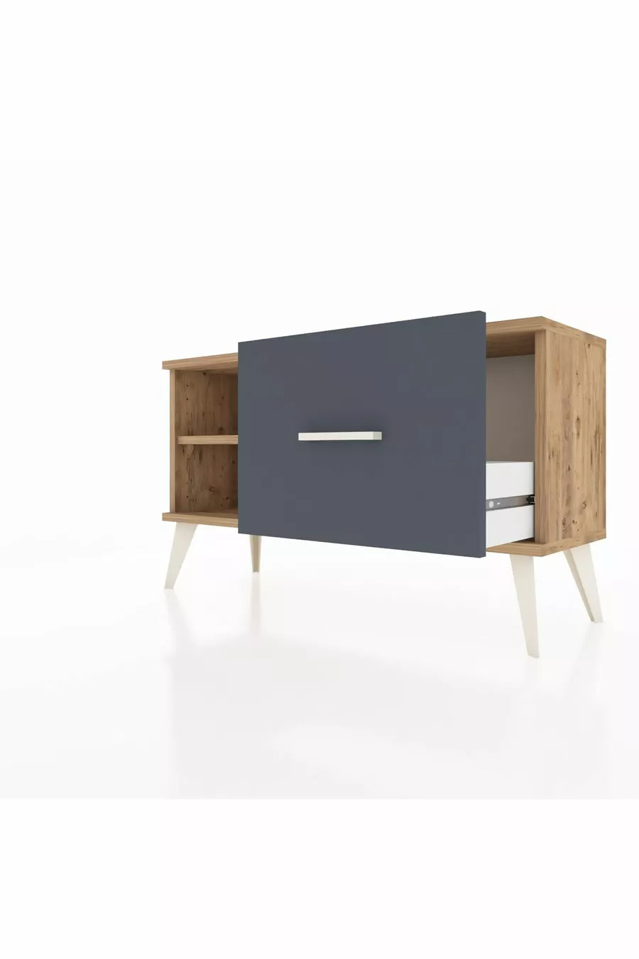 Commode Arges à une étagère et un tiroir en pin-pin/anthracite