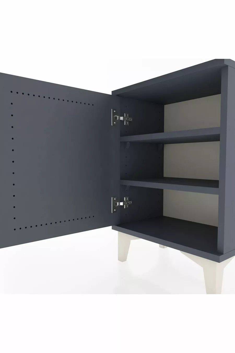 Table de chevet Arges à 2 étagères et 1 porte, anthracite-anthracite