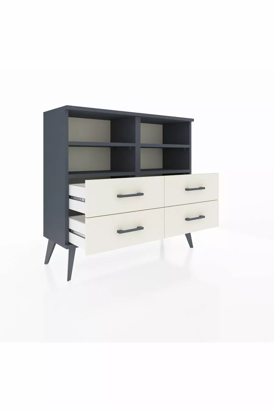 Arges Dresser 4 Shelves 4 Drawers Anthracite-Anthracite/Moonstone