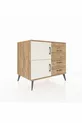 Commode Kronos à une étagère, 3 tiroirs et 2 portes, Pin-Aigue-marine/Pin