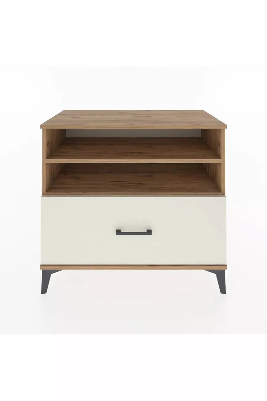 Commode Hyperion 2 étagères avec 1 tiroir en pin-pierre d'onyx