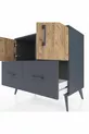 Commode Hyperion 2 étagères 2 tiroirs 2 portes Anthracite-Sapin/Anthracite