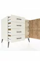 Commode Kronos à une étagère, 4 tiroirs, 2 portes, Pierre de Lune/Pin