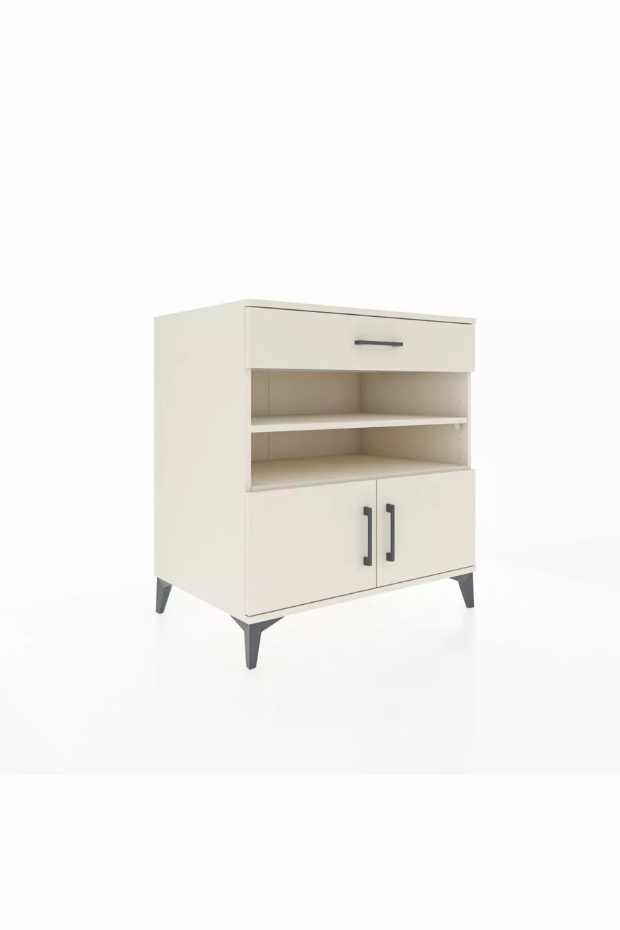 Commode Kronos avec 3 étagères, 1 tiroir et 2 portes, Pierre de Lune-Pier de Lune