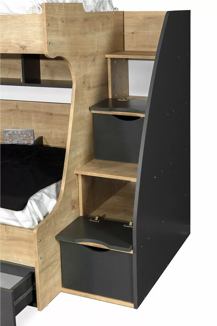 Lit superposé Ranza, lit superposé Truva avec tiroirs, 2 matelas Comfort