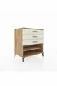 Commode Kronos à une étagère et 3 tiroirs en pin et pierre de lave