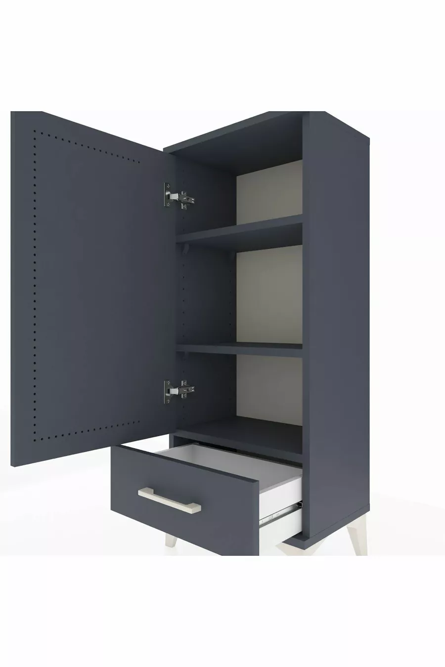 Table de chevet Arges avec 3 étagères, 1 tiroir et 1 porte, anthracite-anthracite
