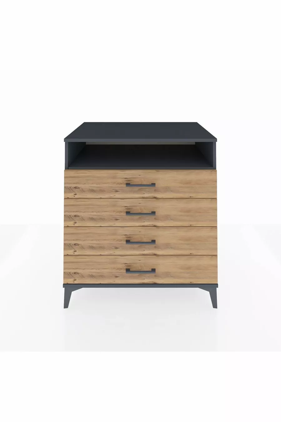 Comò Kronos con un ripiano e 4 cassetti Antracite-Pino