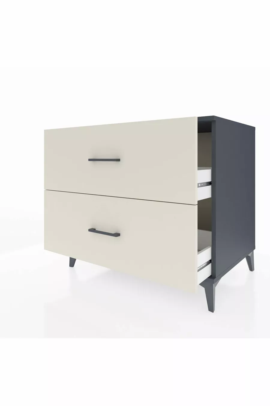 Commode Kronos 2 tiroirs Anthracite-Pierre d'ardoise