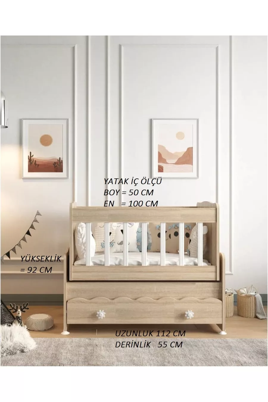 Cradle with Drawer That Rocks Mother with Bed as a Gift