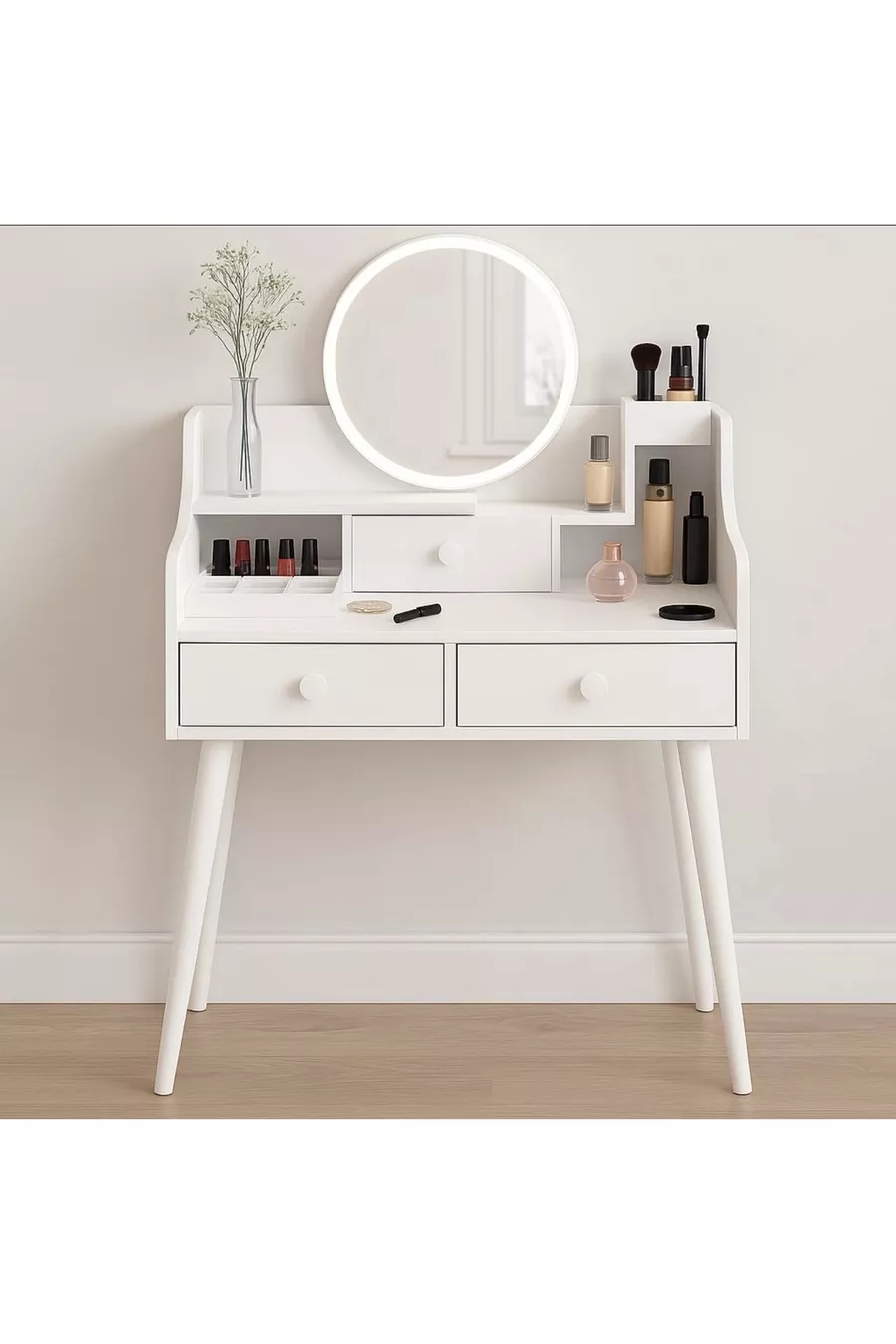 1st Grade Premium Quality % MDF LED Lighted Mirror Modern Makeup Table (B)