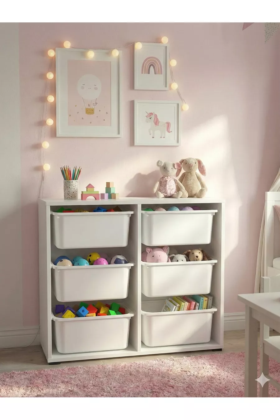 Armoire de Jouets Polyvalente à 6 Tiroirs et Unité de Rangement – Organisateur de Chambre d’Enfant avec ÉTIQUETTE CADEAU