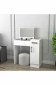 Perlmuttweißer Schminktisch mit Spiegel – Mit Schubladen, Schrank & Stilvollem Design
