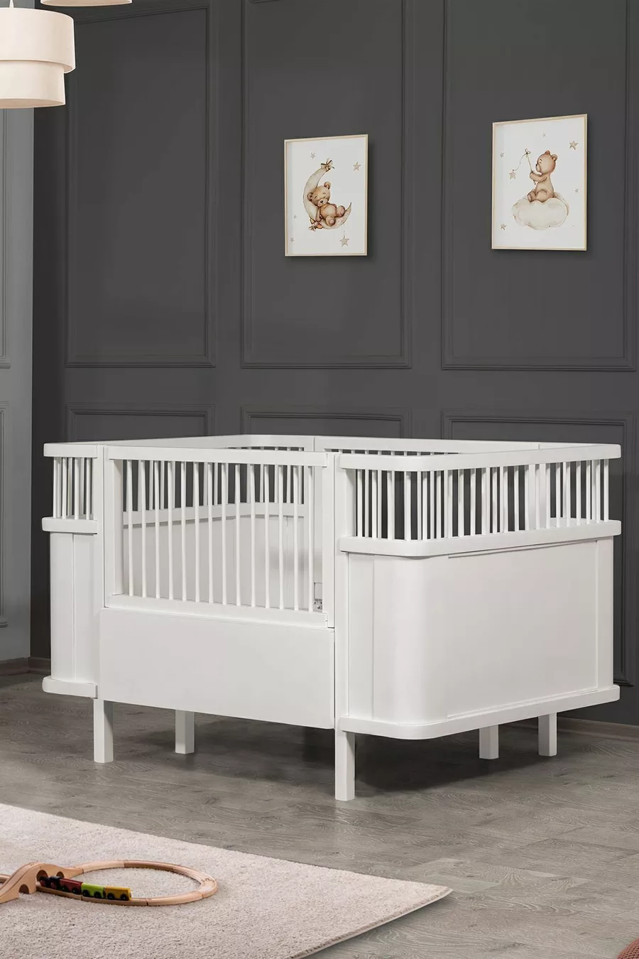 Berceau en MDF, Berceau Trend Grandissant - Blanc 1 Matelas Comfort